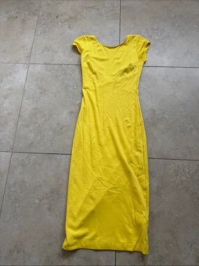 Zara Bright Yellow Cap-Sleeve Maxi Dress